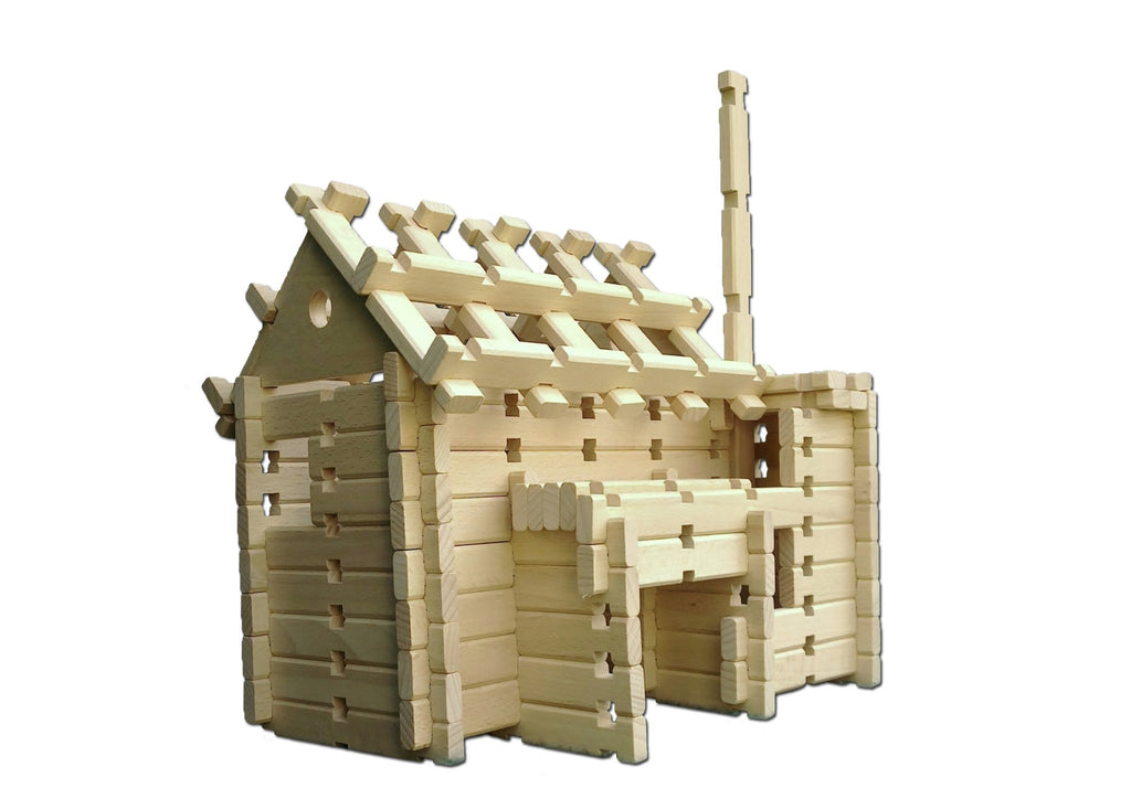 Bouw je eigen berghut met Logo-Burg houten speelgoed