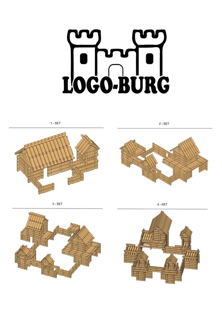 Logotipo actual, castillo, juguete de madera, instrucciones, planos y videos.