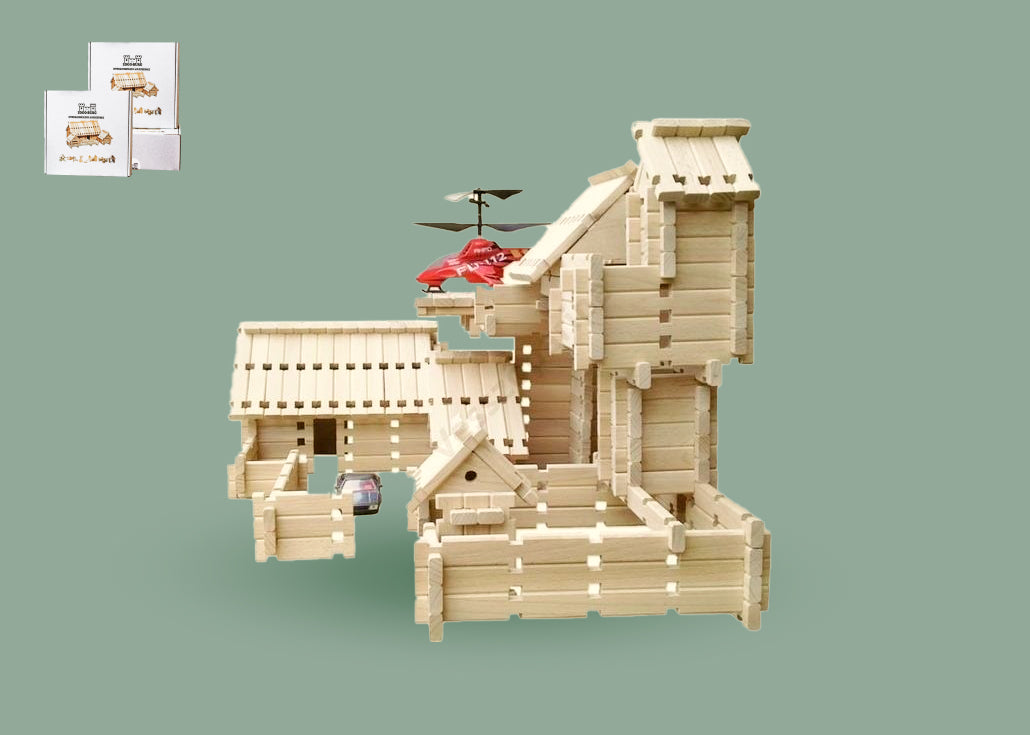 LOGO-BURG kit giocattolo in legno, mattoncini in legno, mattoncini in legno
