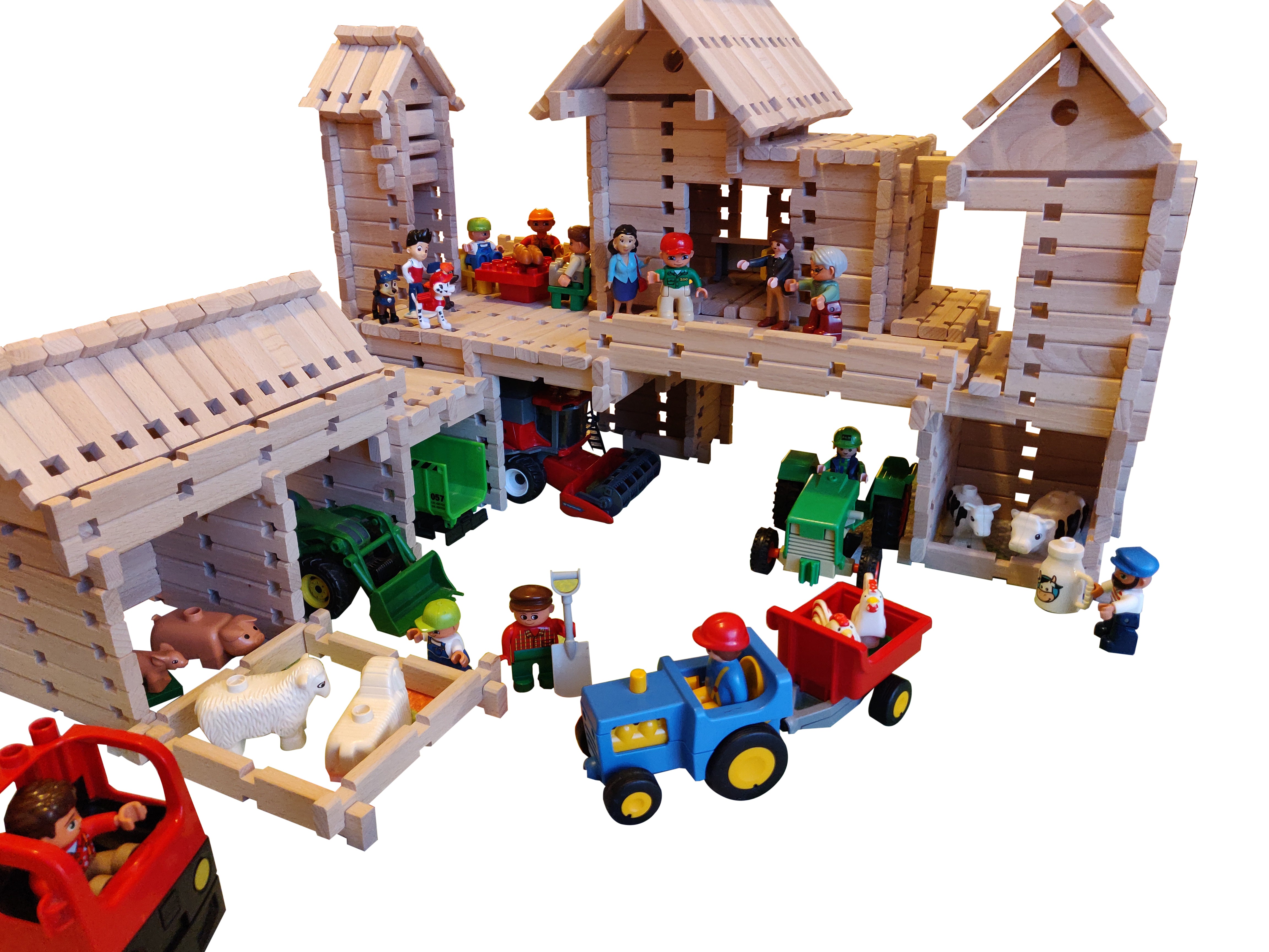 LOGO-BURG leksakssats i trä, byggklossar i trä, byggklossar i trä